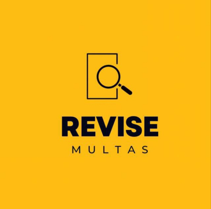 Logo atual da Revise Multas: documento com lupa e nome da empresa
